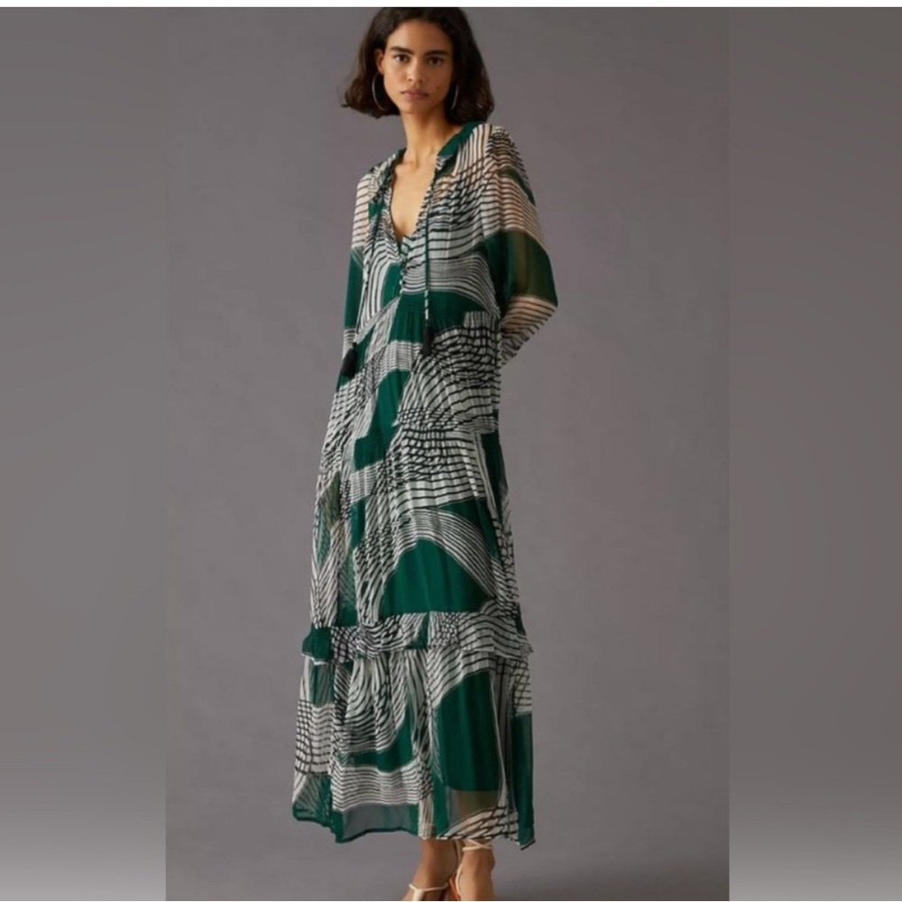Anthropologie Marais Printed Chiffon Maxi Dress
